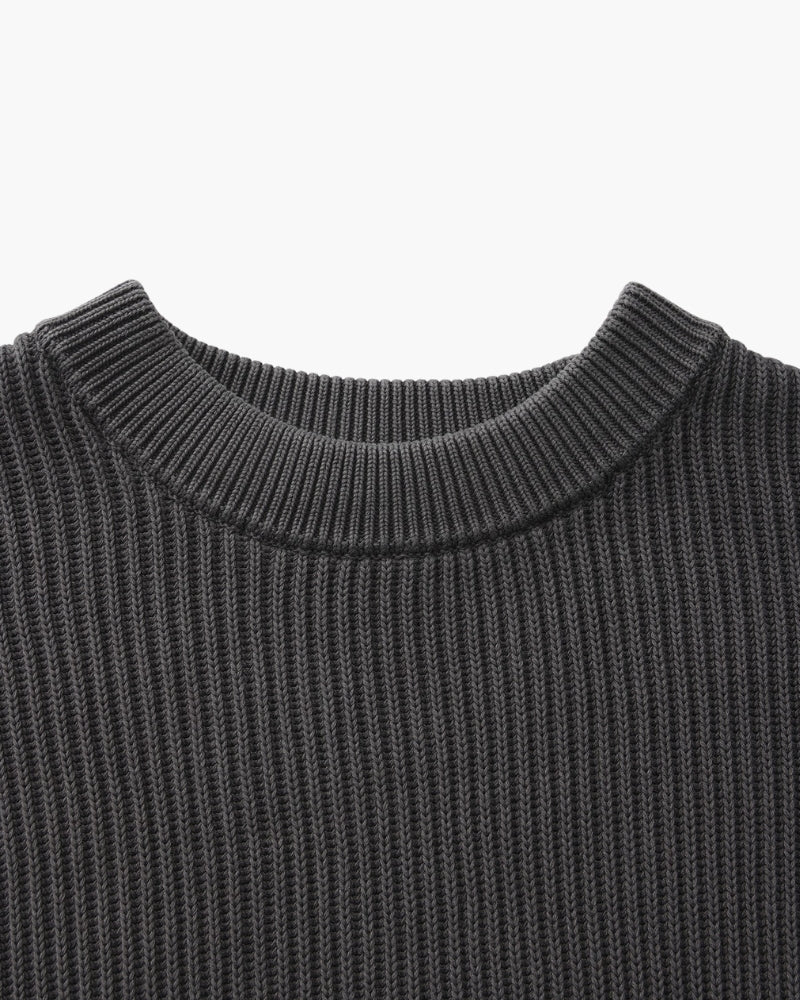 Rib Knit Crewneck styling view gray top Italian Design