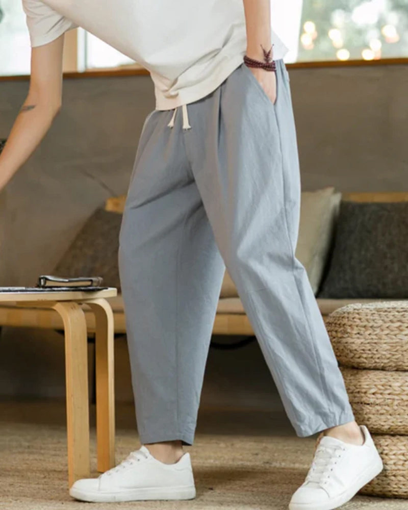 Siena Cotton Trouser front view black cotton clean waistband minimal