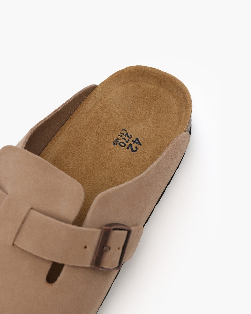 Procida Suede Clog pair view beige and brown suede all colorways