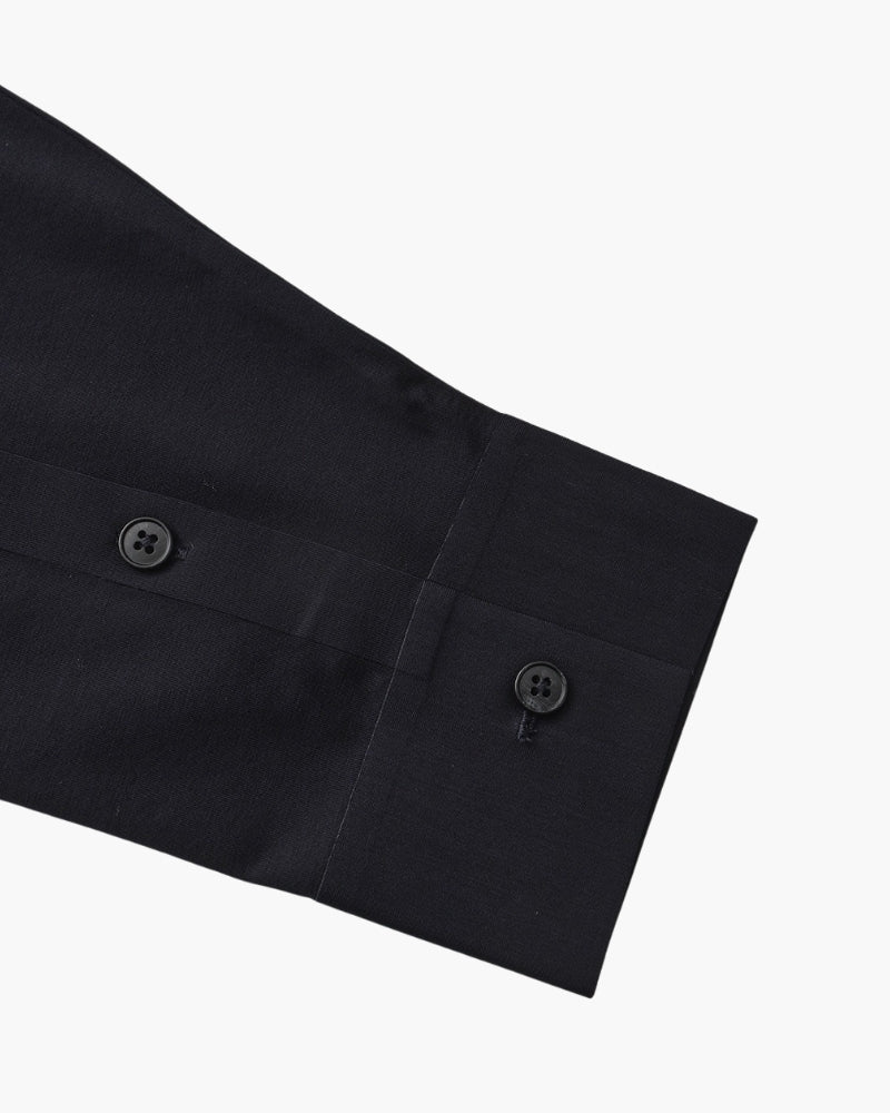 Tailored Cotton Flex Shirt detail view black cotton Italian Design