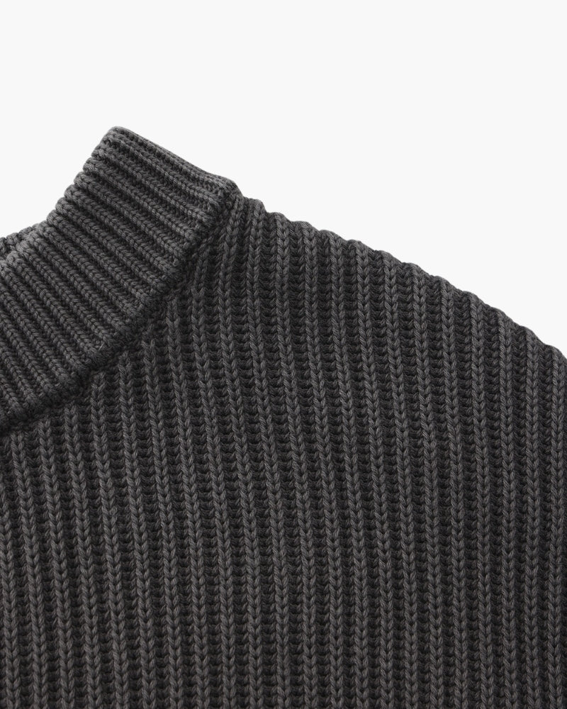Rib Knit Crewneck craft detail beige top Italian Design