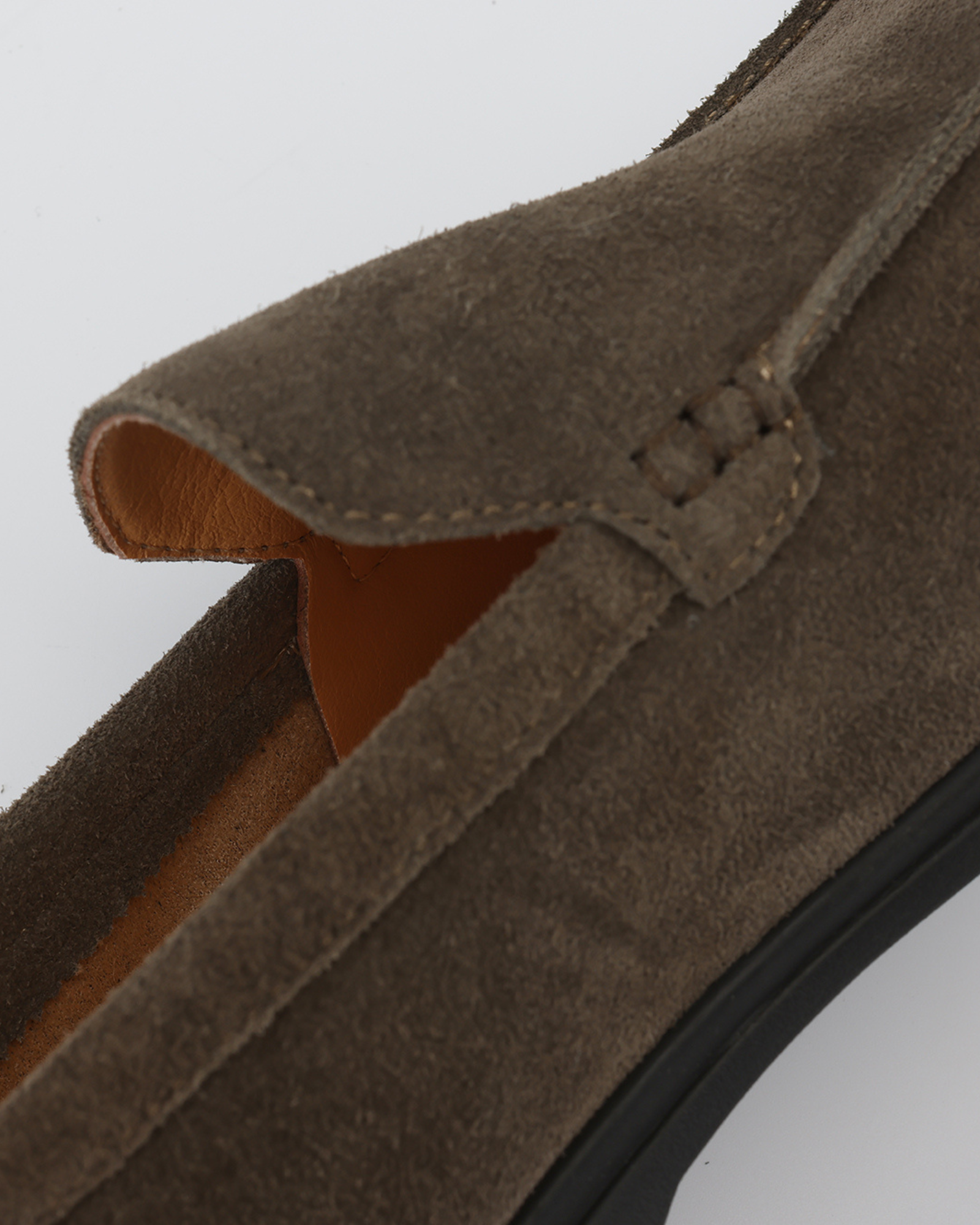 Udine Suede Loafer on-body view marine blue suede loafer slip-on outdoor editorial