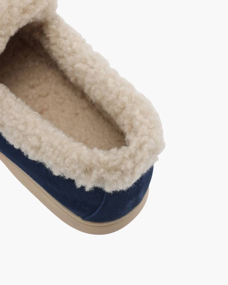Fur-Lined Premium Loafers back view beige shoe Italian Design