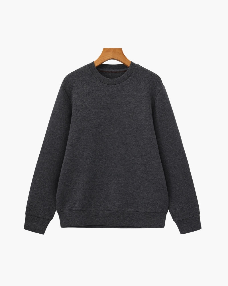 Classic Modal Blend Crewneck Sweatshirt on-body view black modal blend Italian Design