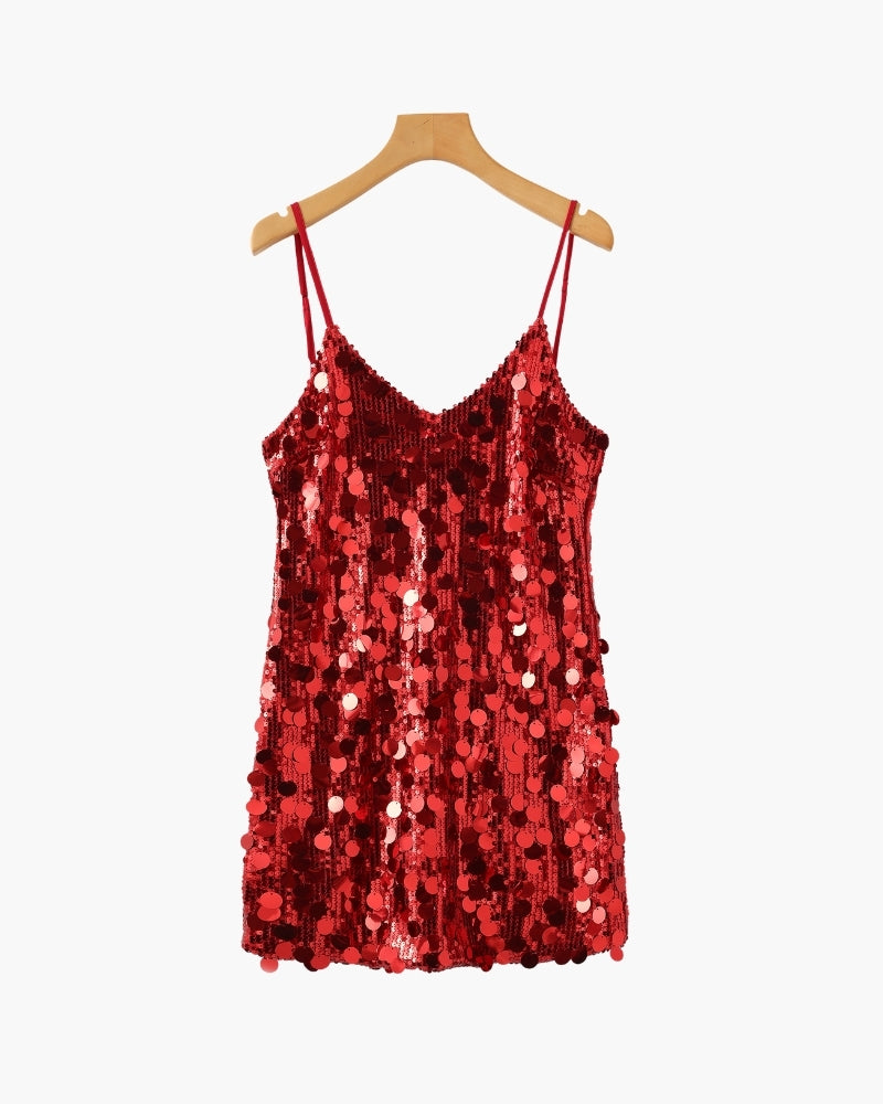 Sequin Party Mini Dress lifestyle view pink dress Italian Design