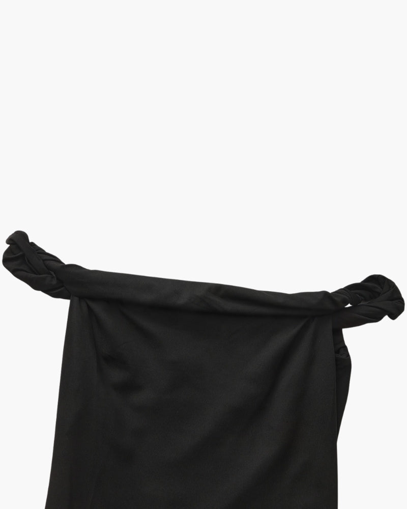 One-Shoulder Bodycon Long Dress detail view black dress Italian Design