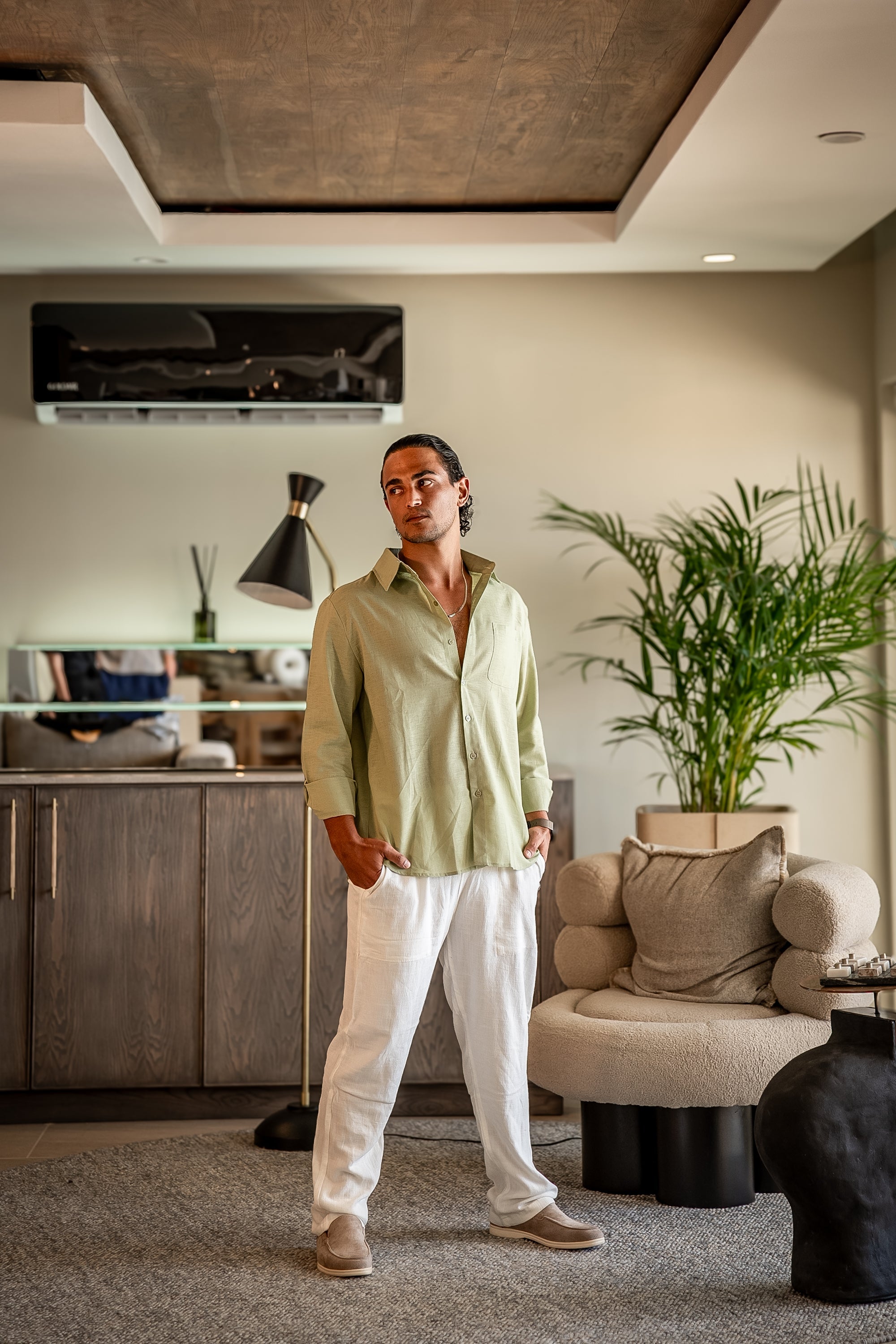 Catania Linen Set lifestyle editorial view outdoor setting Italian Design Pianizzo