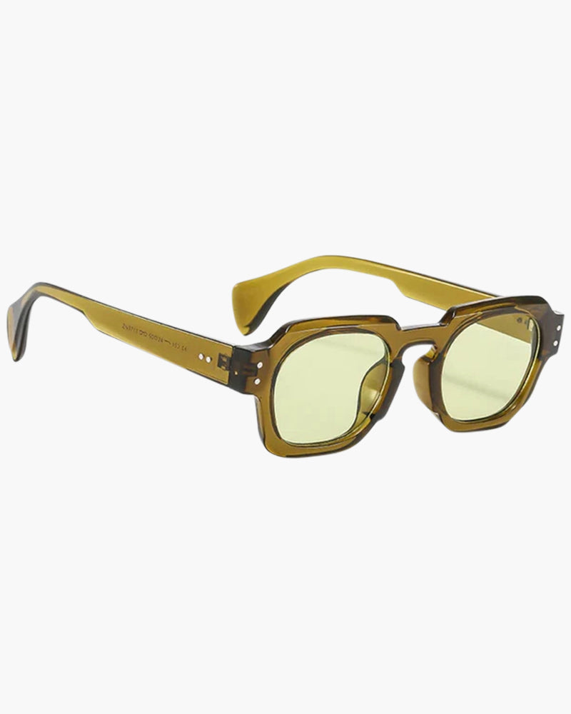 Monaco Sunglasses editorial view yellow sunglasses Italian Design