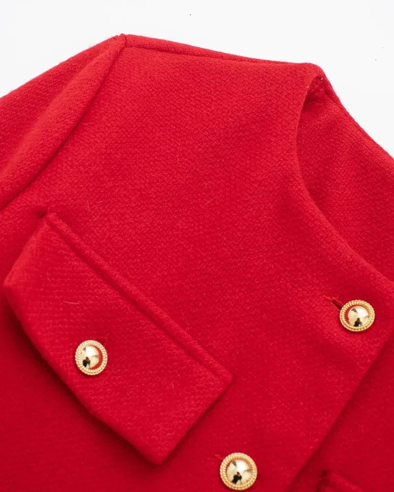 Savile Crop Blazer detail view brown piece Italian Design