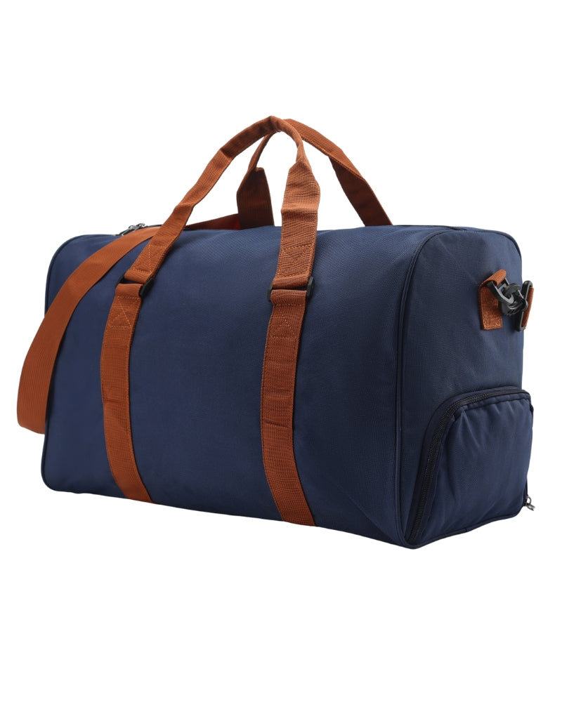 The Nova Duffle front view blue bag Italian Design