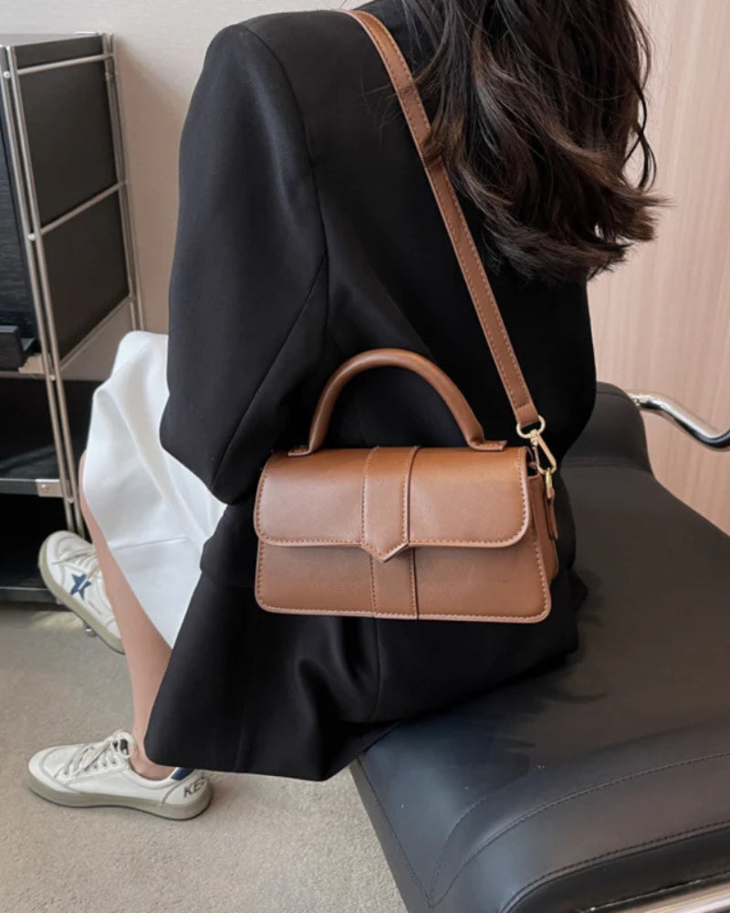 The Paris Handbag on-body view brown bag Italian Design