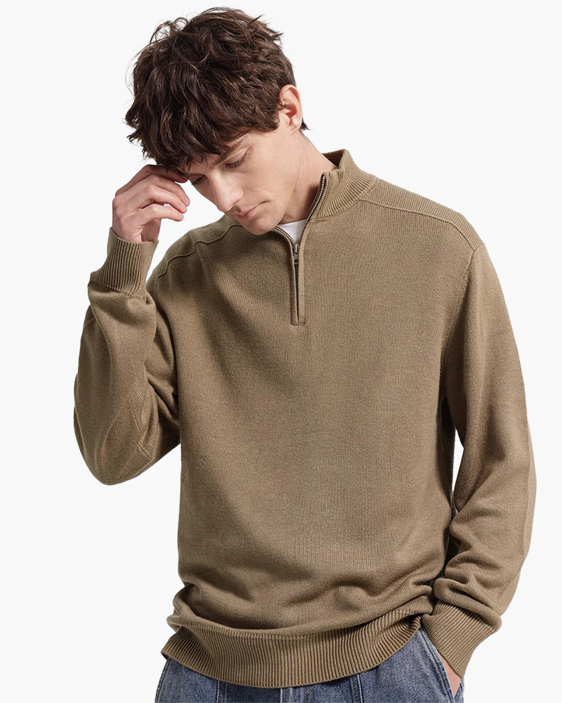 100% Merino Wool Zip Up product view black merino wool Italian Design