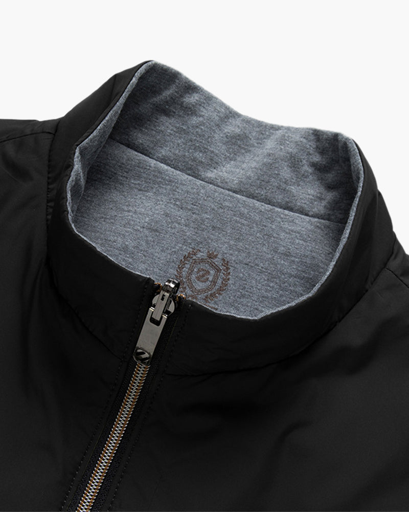 Slim Cut Fleece Bodywarmer on-body view black fleece Italian Design