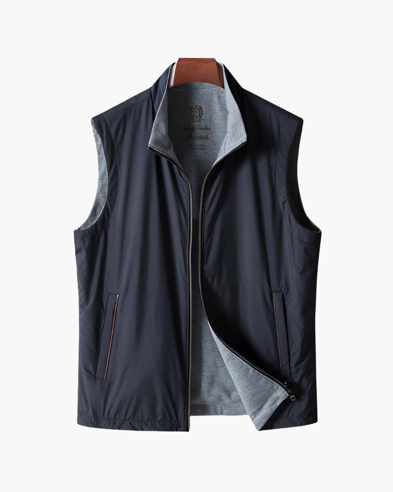 Slim Cut Fleece Bodywarmer detail view black fleece Italian Design