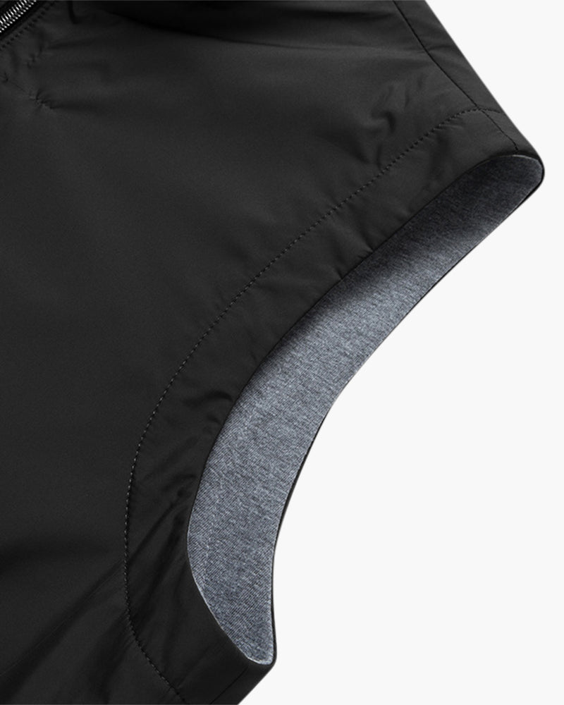 Slim Cut Fleece Bodywarmer side profile black fleece Italian Design
