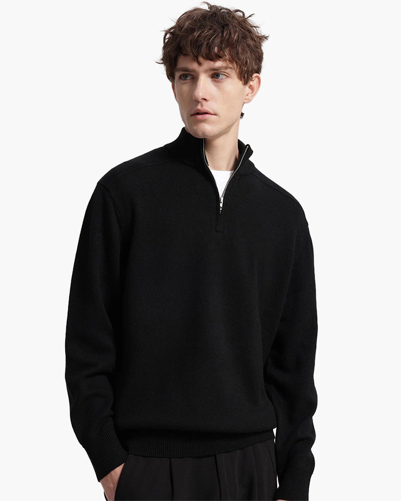 100% Merino Wool Zip Up detail view gray merino wool Italian Design