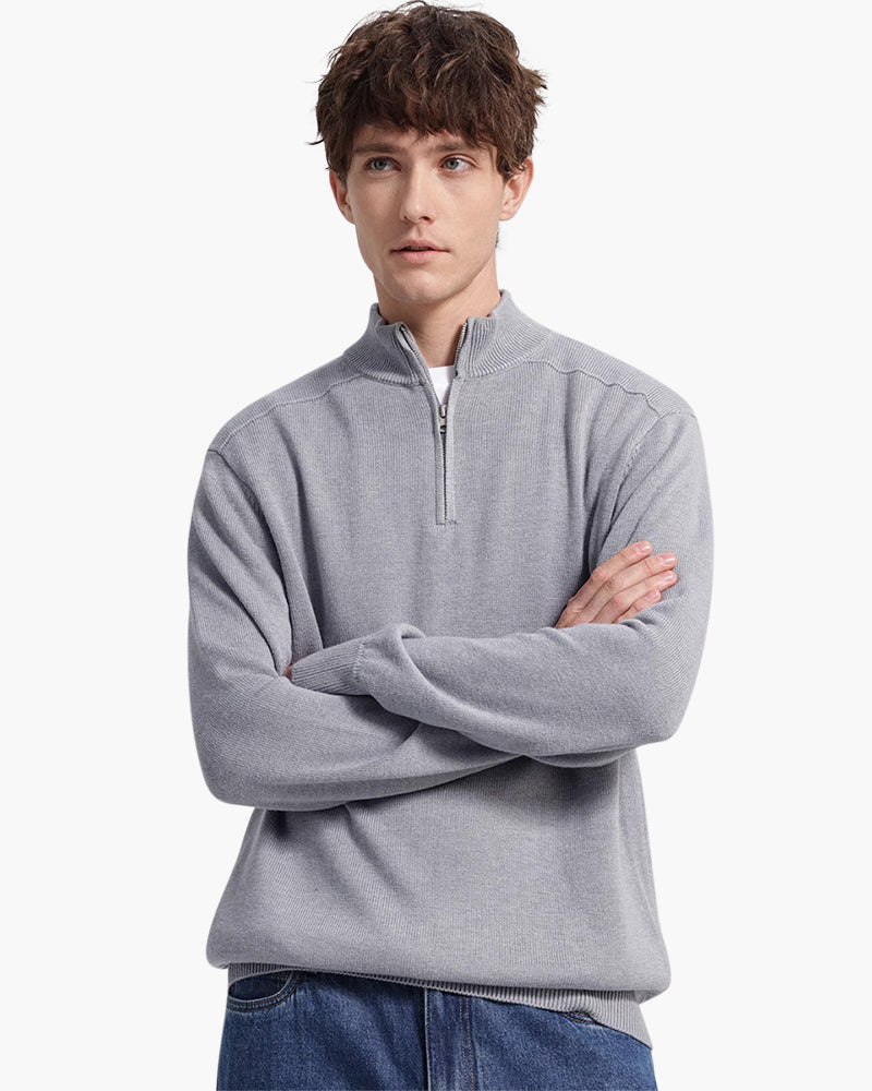 100% Merino Wool Zip Up front view gray merino wool Italian Design