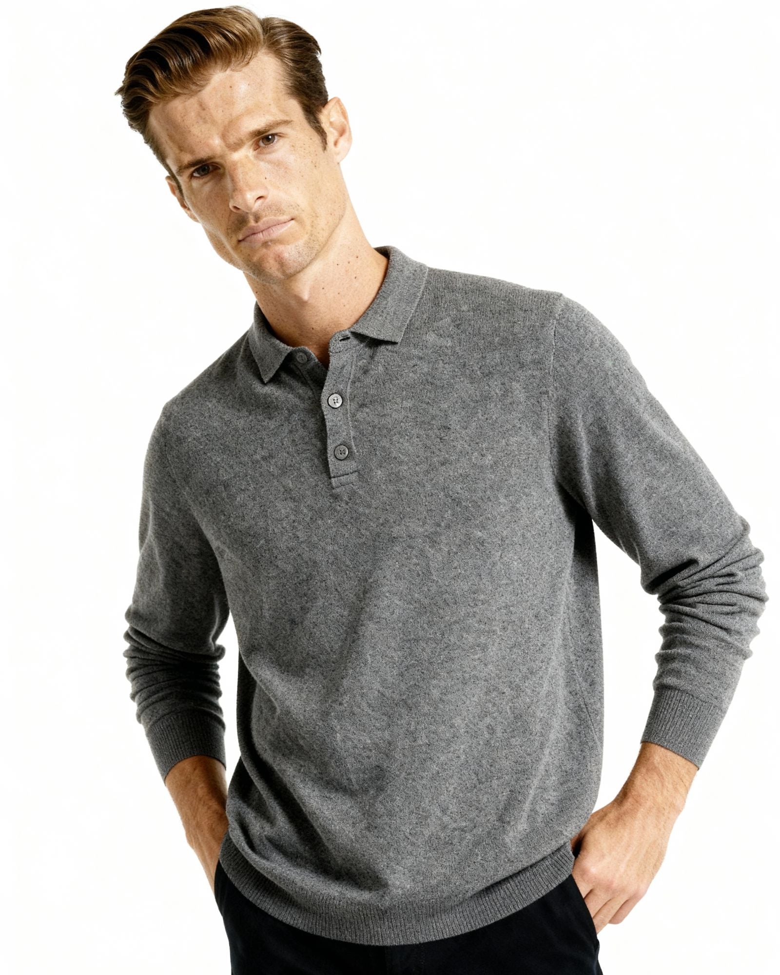 100% Cashmere Polo alternate view 3 Italian Design Pianizzo