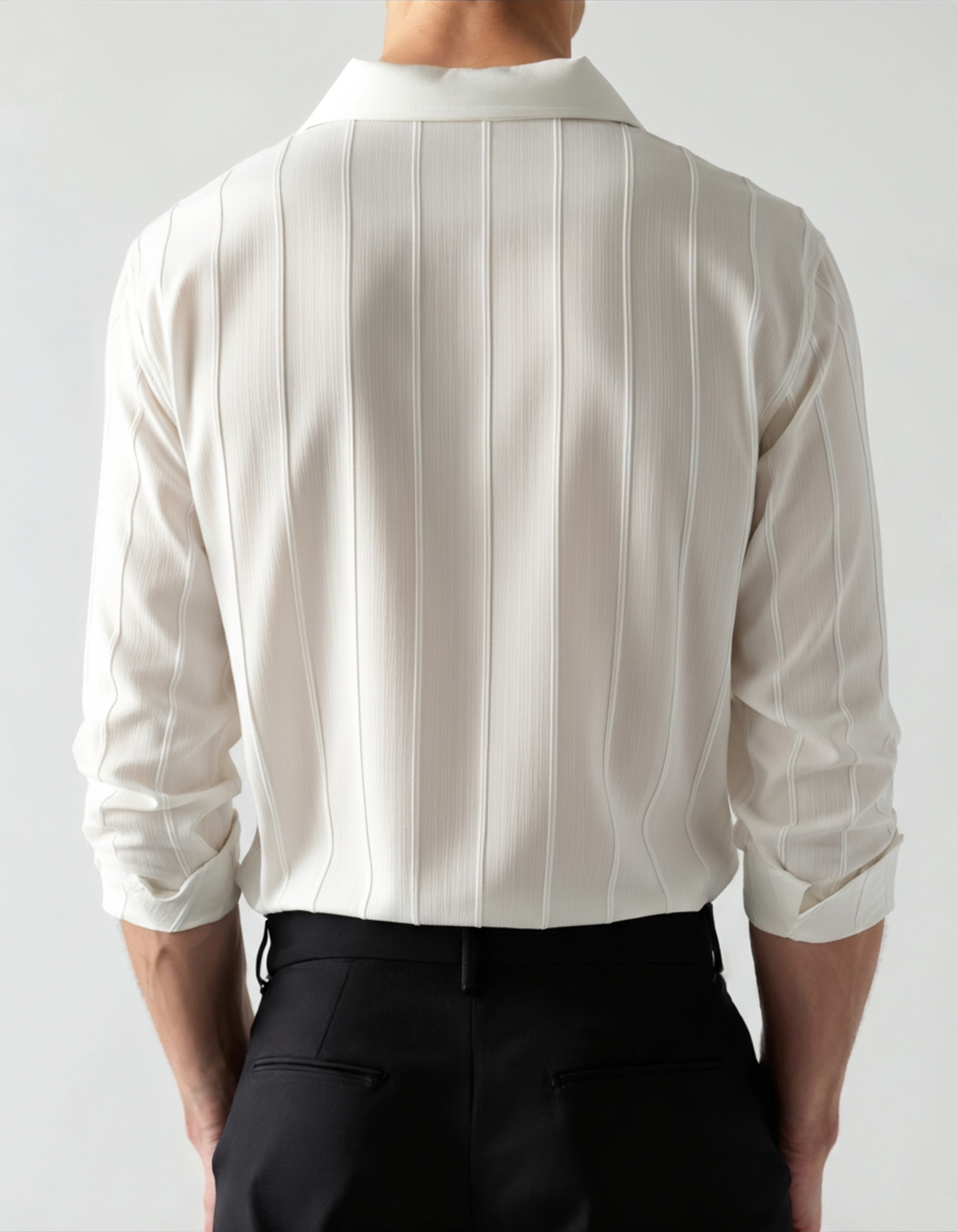 ST Tropez Ribbed Shirt side profile white shirt Italian Design