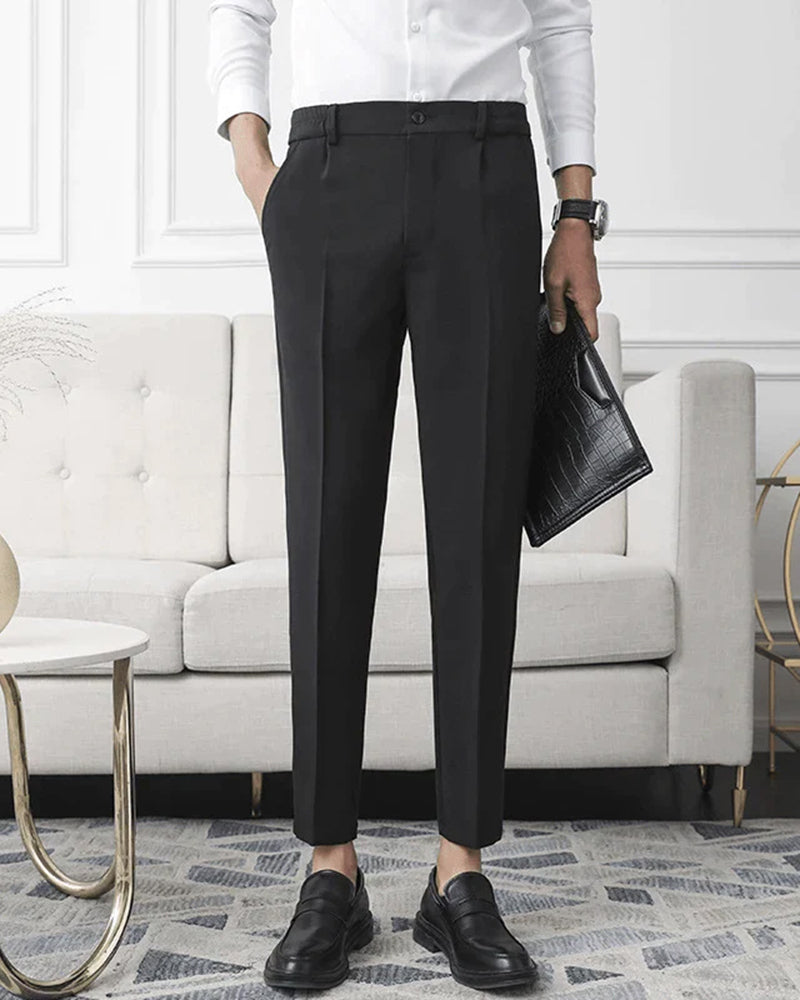 Padova Cotton Trouser black stretch trouser side profile tailored silhouette Pianizzo