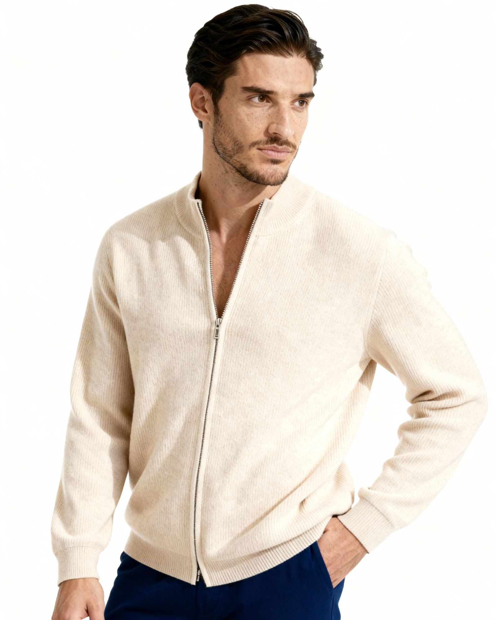 100% Cashmere Vest studio view black cashmere Italian Design