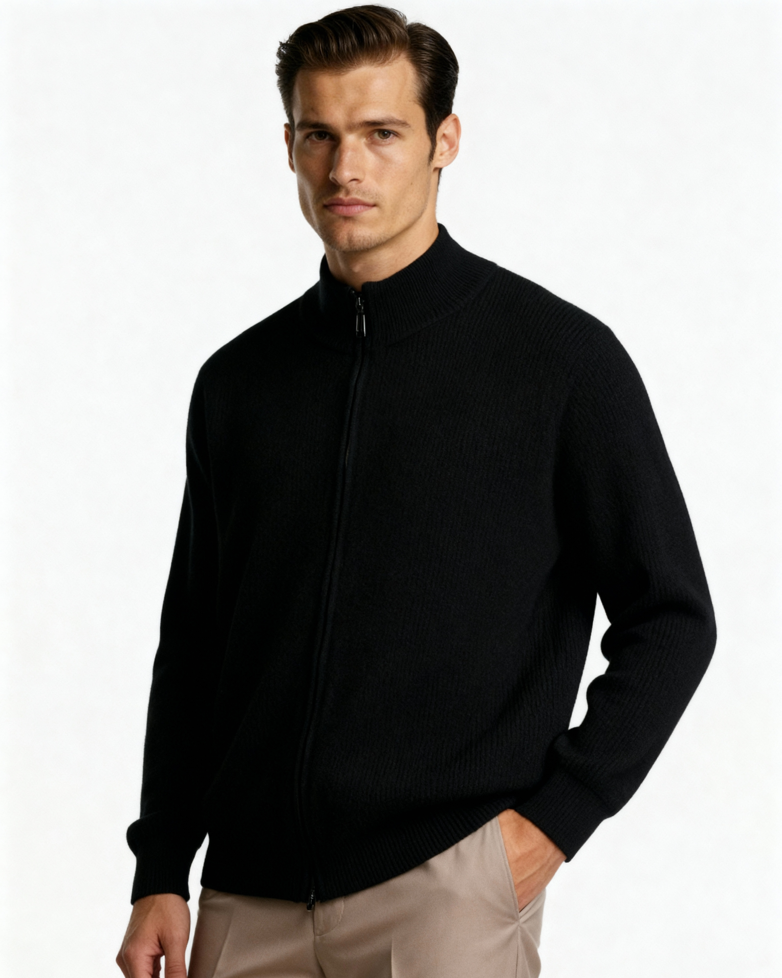 100% Cashmere Vest lifestyle view blue cashmere Italian Design