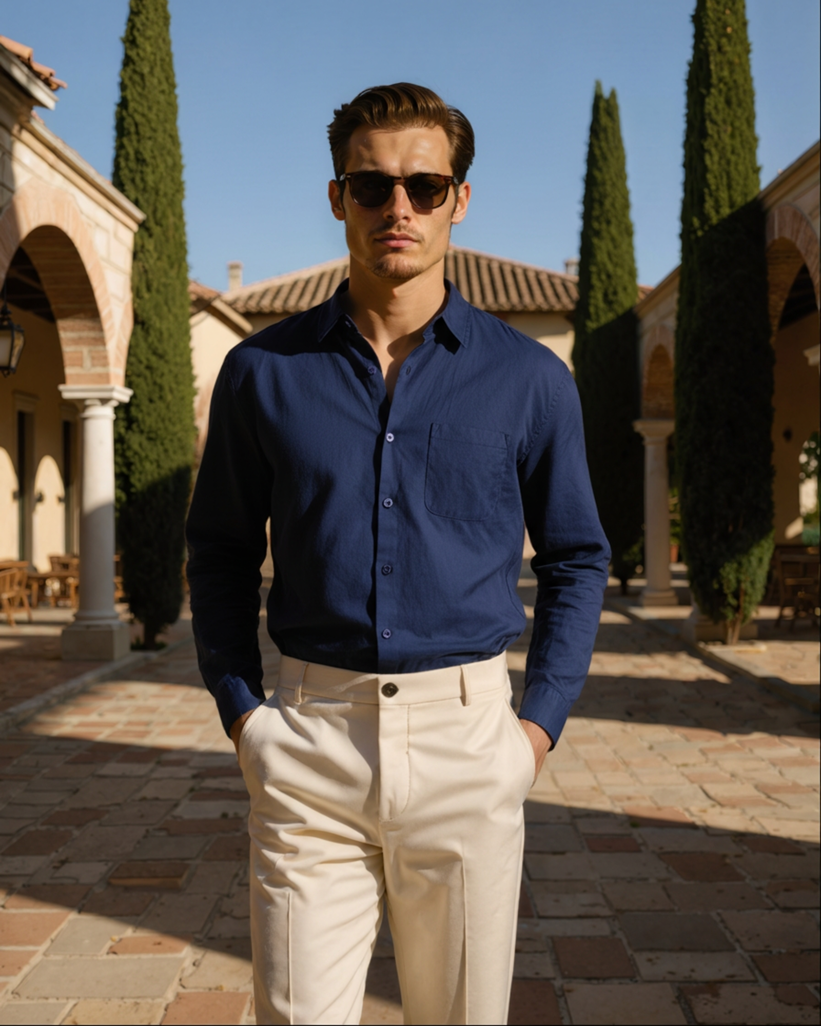Genova Linen Shirt on-body view mint green linen smart casual