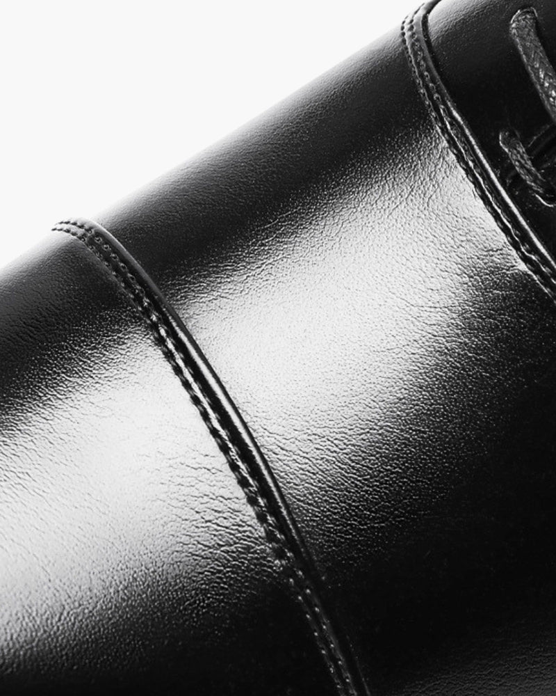 Side view of Pianizzo Classic Leather Shoes – Firenze in Black, full-leather insole and refined shine.