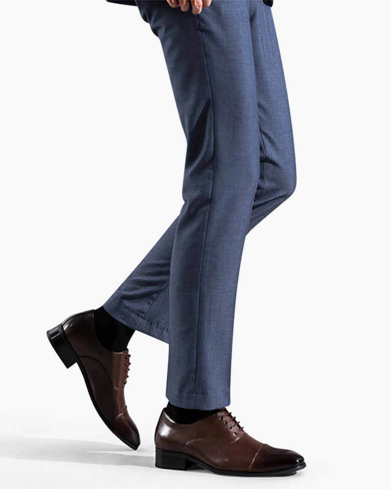 Close-up of Pianizzo Classic Leather Shoes – Firenze in Brown, showing fine stitched detailing and smooth polish.