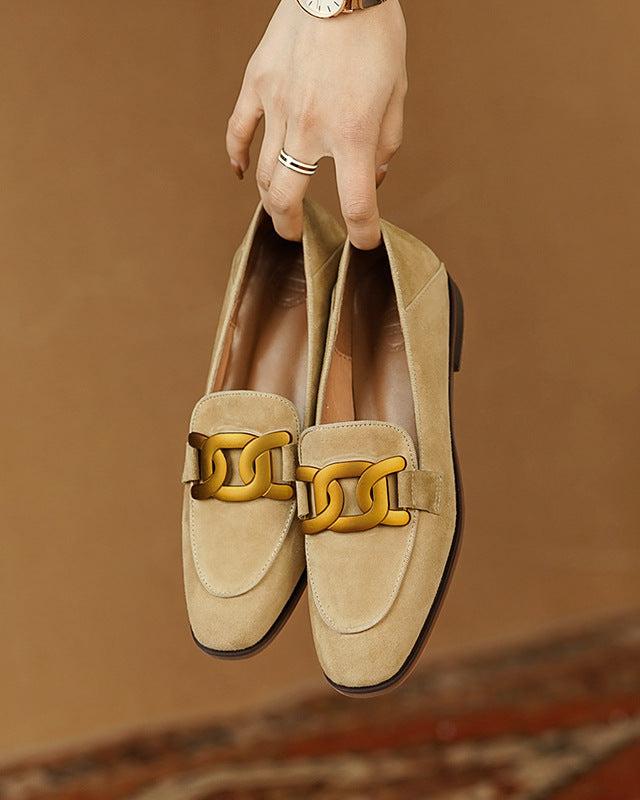 Luxury Suede Loafers for Women Florence in Beige, handcrafted Italian design by Pianizzo