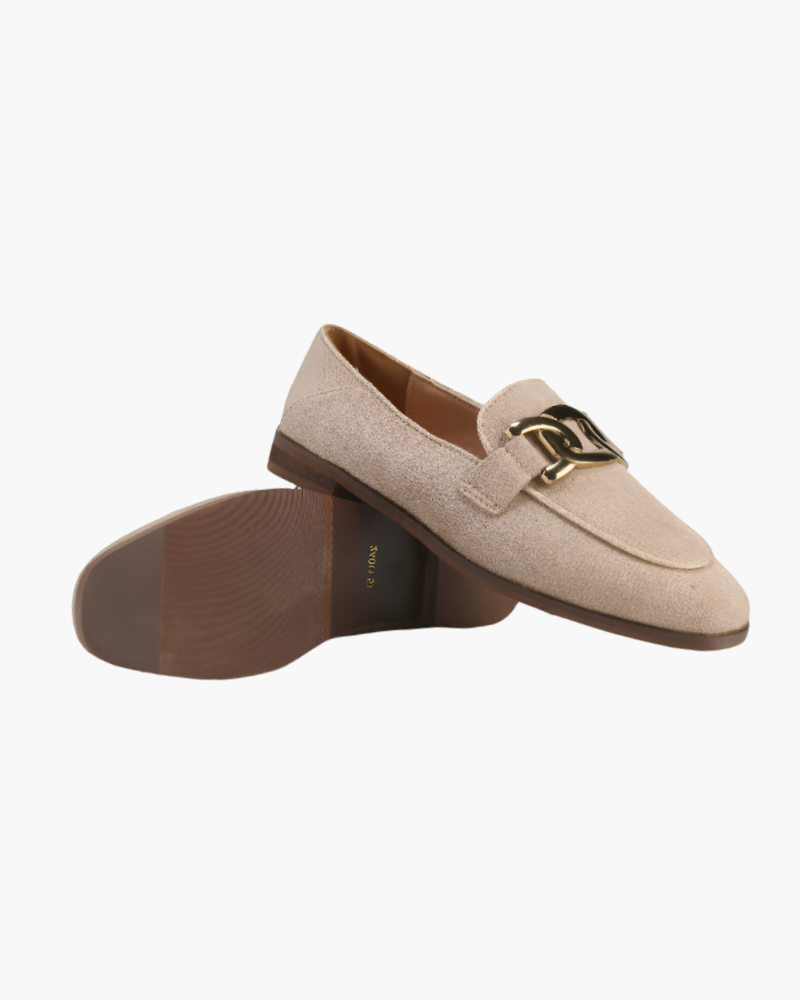 Luxury Suede Loafers for Women Florence in Beige, handcrafted Italian design by Pianizzo