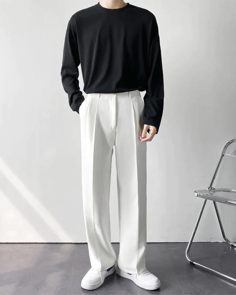 Ravenna Cotton Trouser both colorways black white wide-fit cotton trouser flat lay Pianizzo