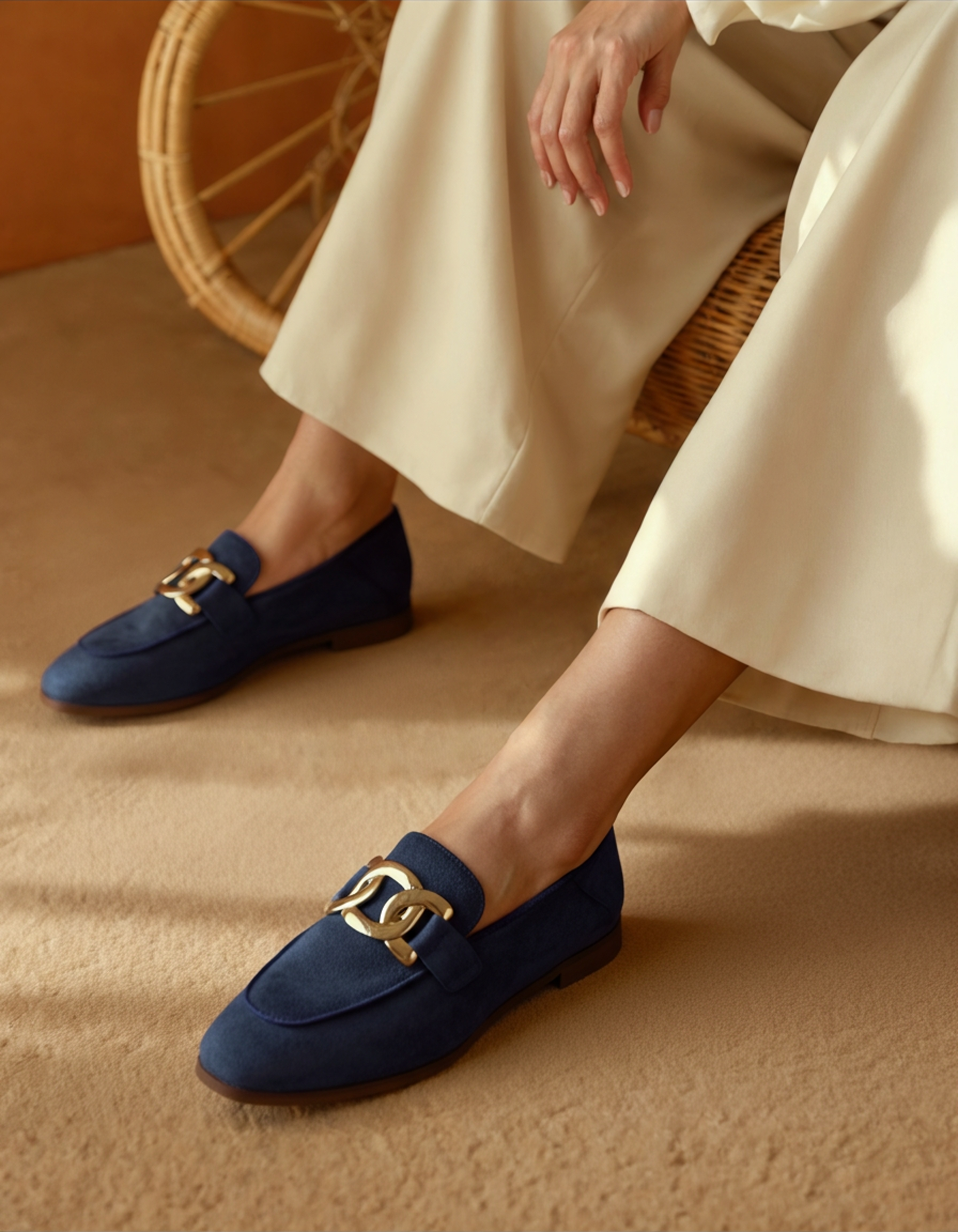 Duchess Loafers Suede lifestyle view beige suede Italian Design