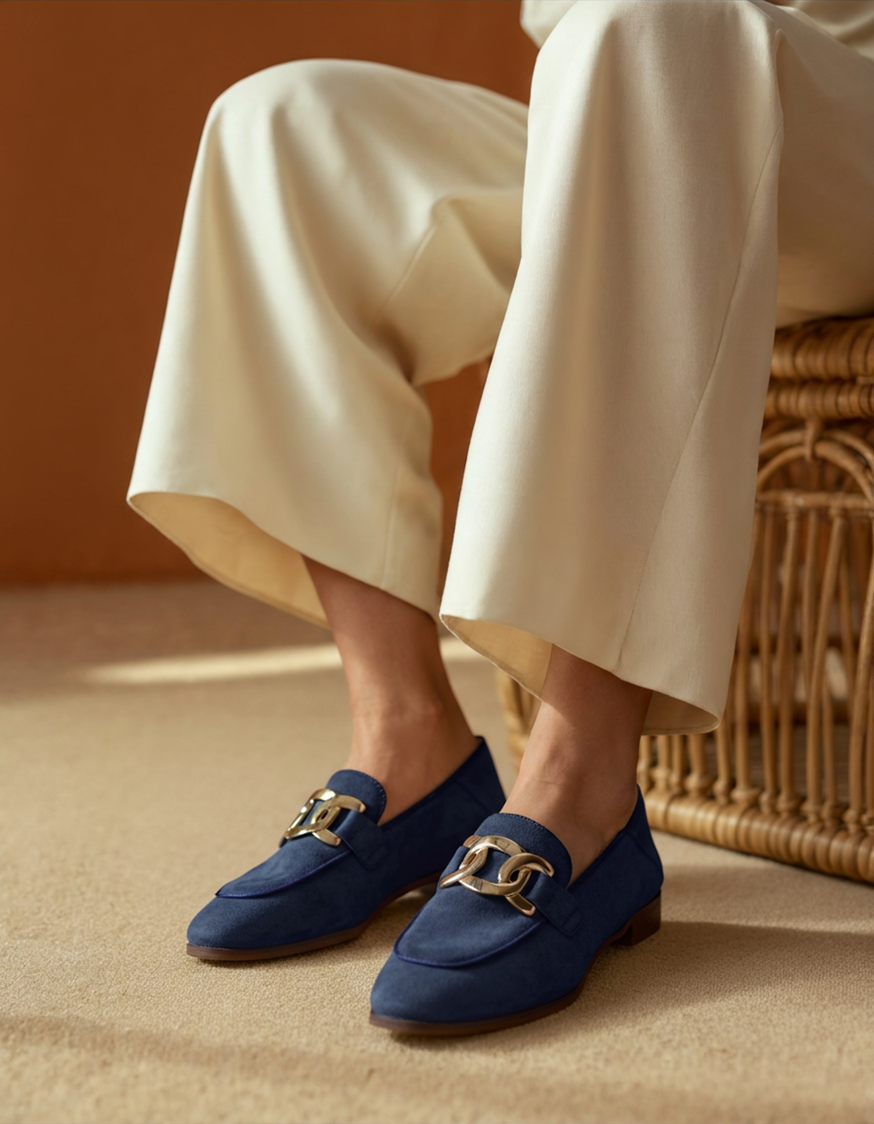 Duchess Loafers Suede editorial view blue suede Italian Design