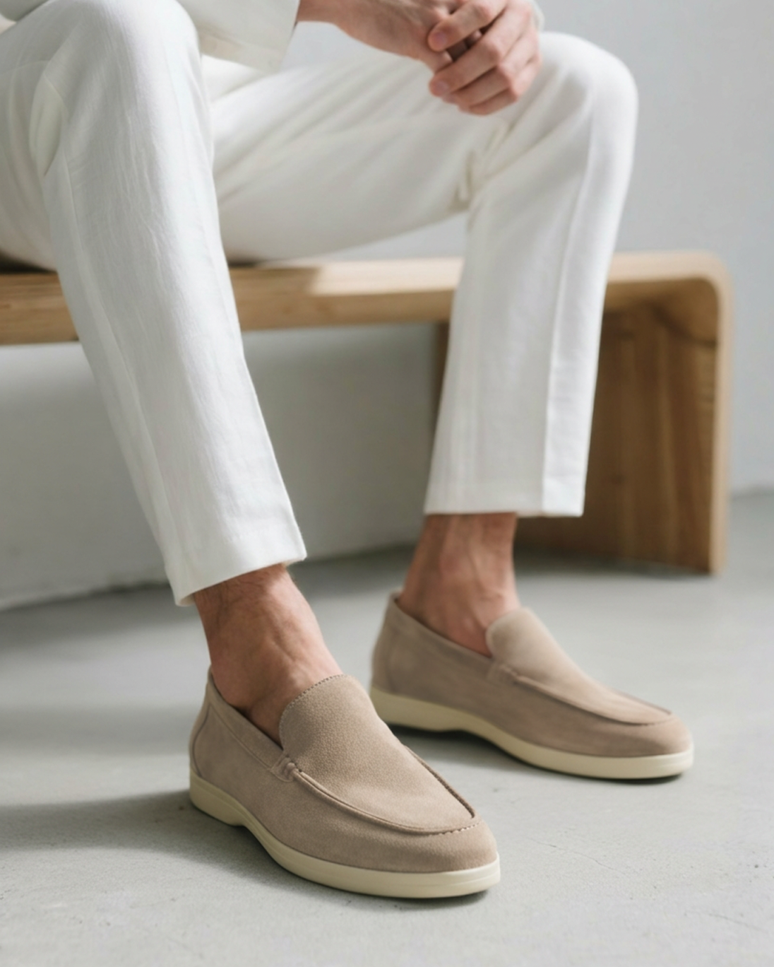 Venezia Suede Loafer angled view mocha suede structured rubber outsole