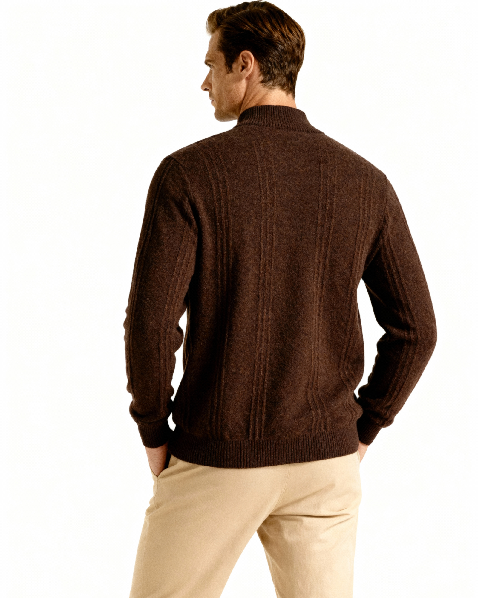 100% Cashmere Ribbed Half Zip alternate view 7 Italian Design Pianizzo