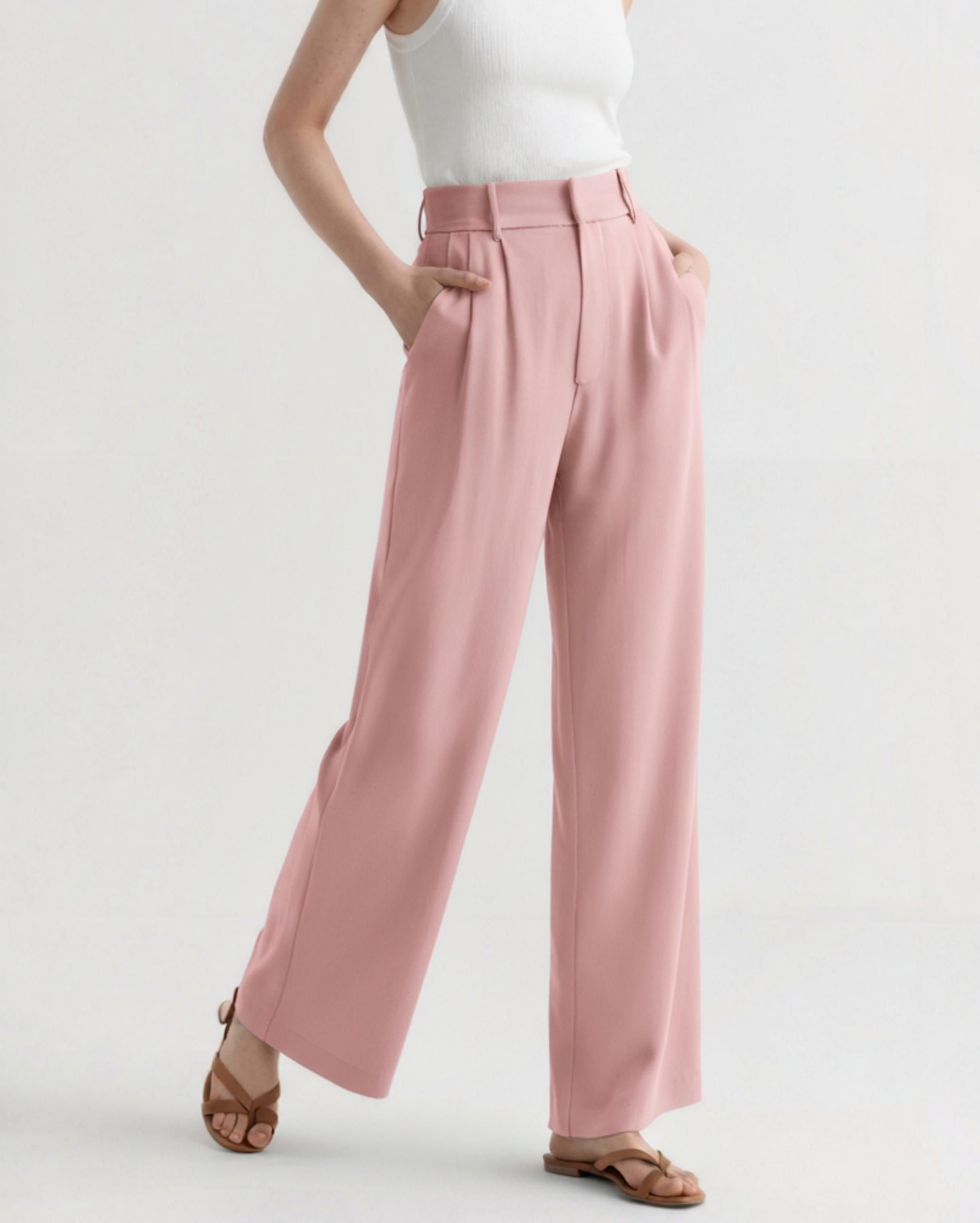 Serena Wide-Leg Trousers fabric detail beige trouser Italian Design