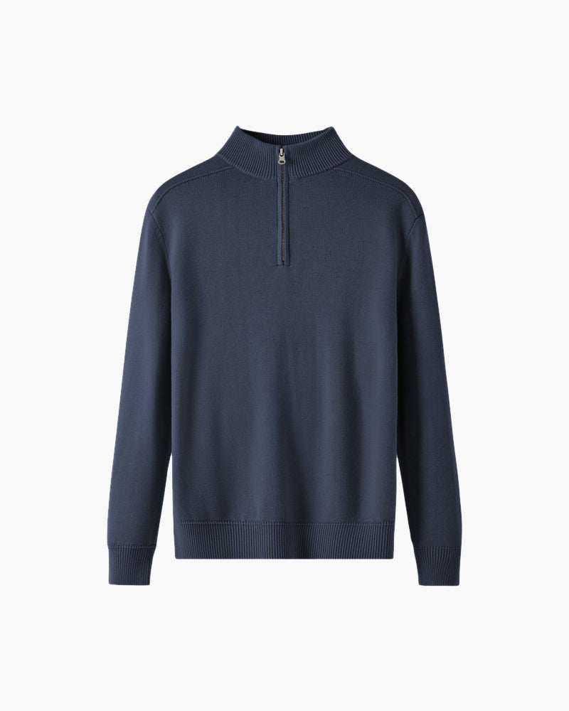 100% Merino Wool Zip Up editorial view black merino wool Italian Design