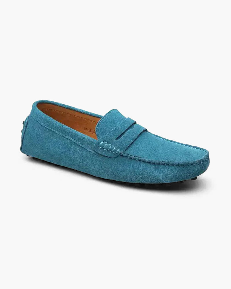 Pianizzo ocean blue suede loafers — premium handcrafted men's footwear