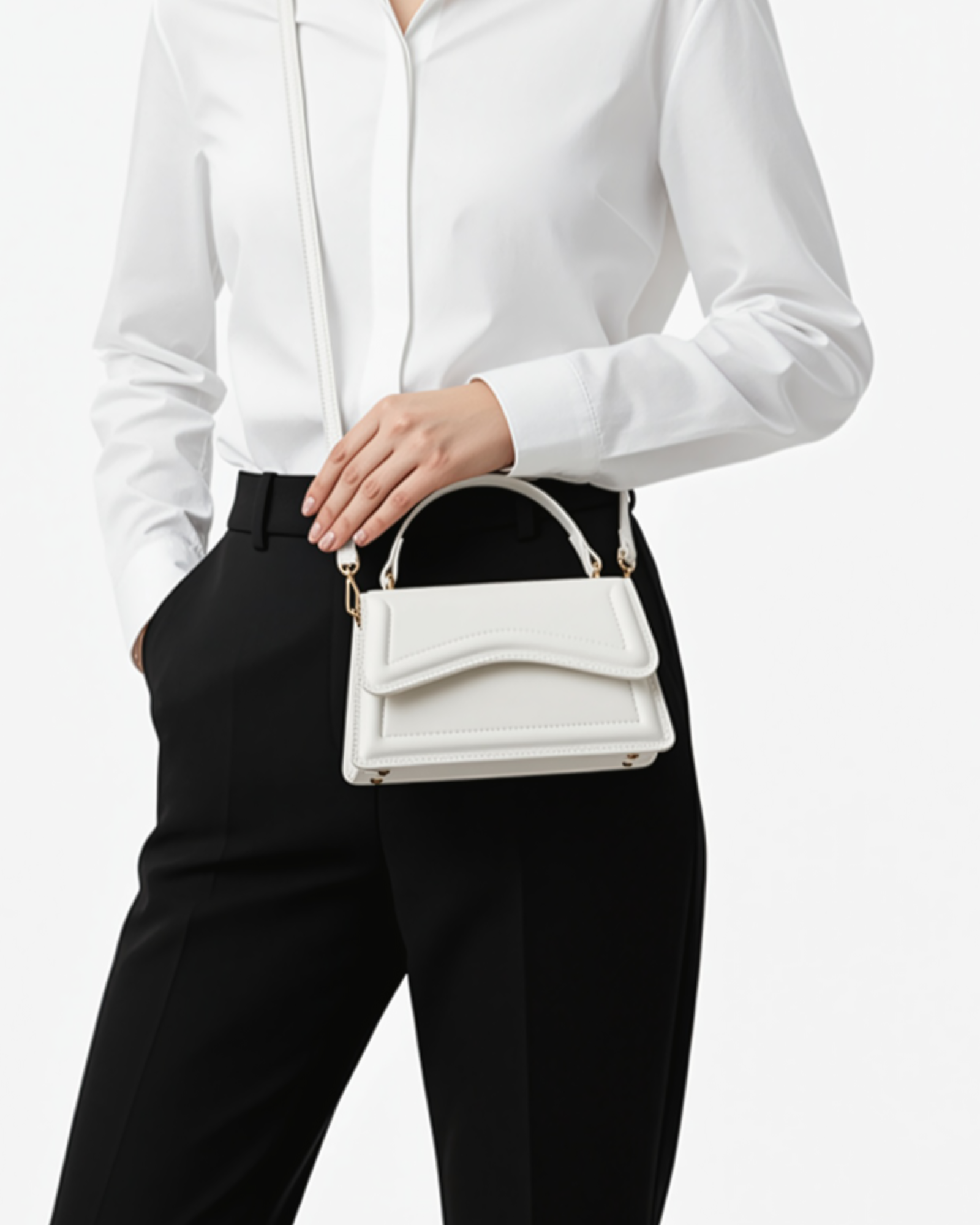The Ibiza Handbag front view white bag Italian Design